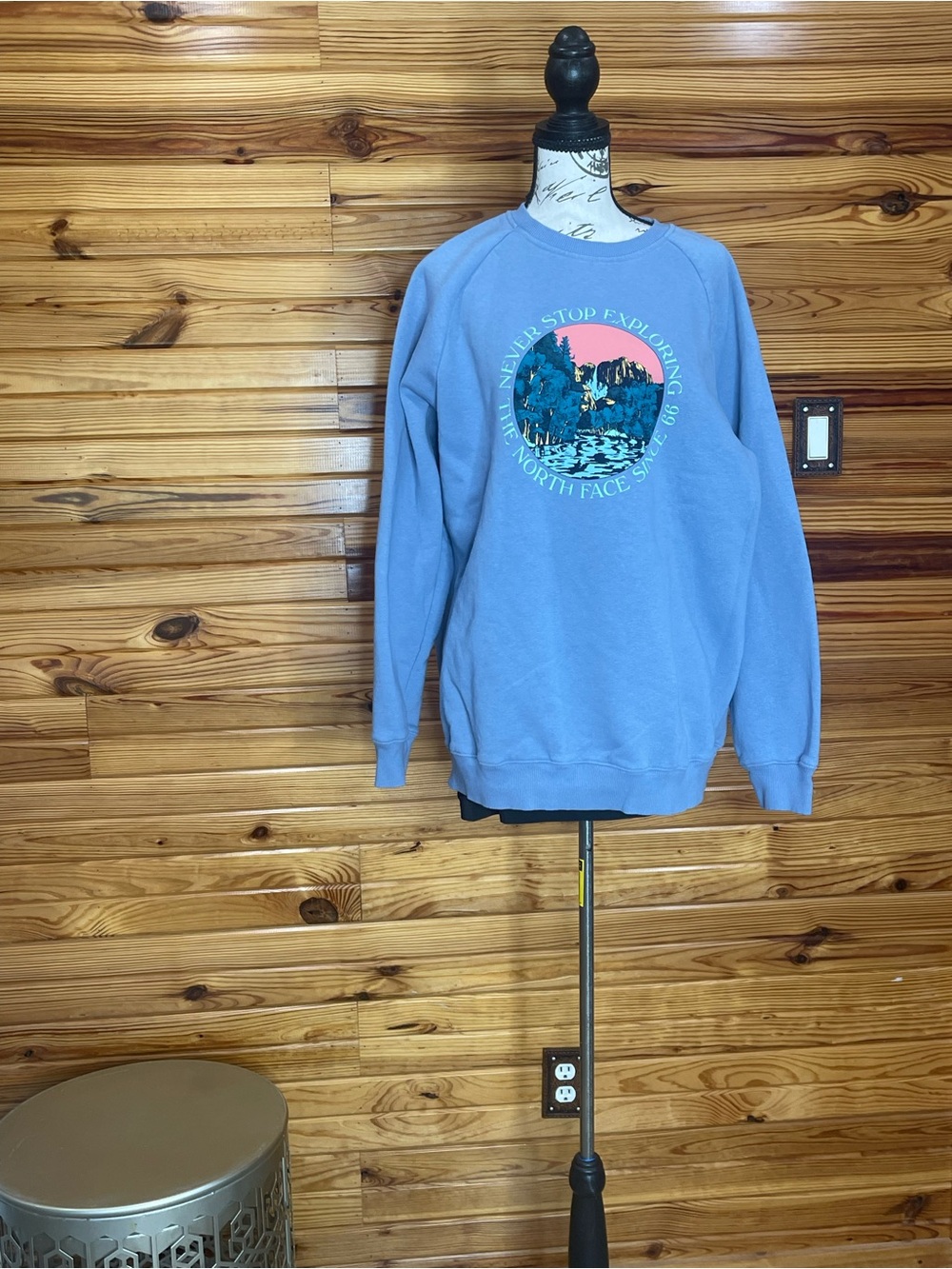 The North Face Light Blue Crewneck Sweatshirt - Picture 1 of 4